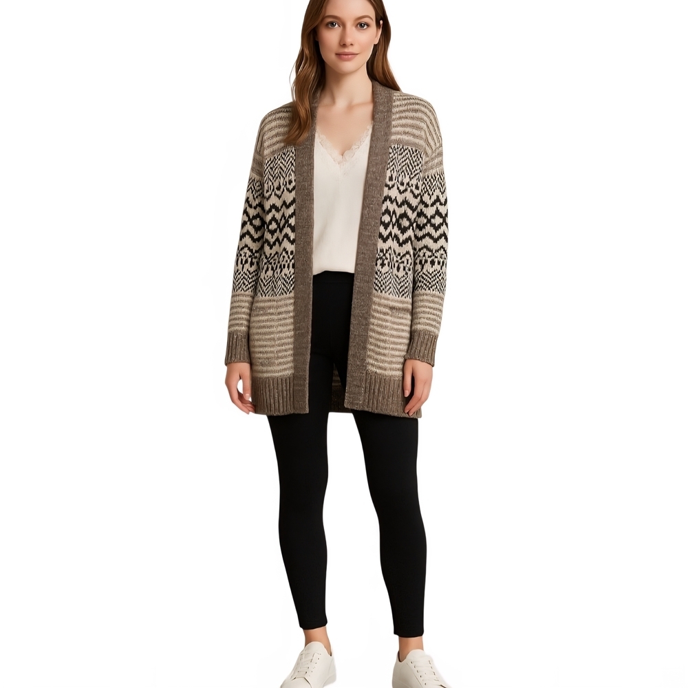 American Eagle Outfitters Women's Geometric Cardigan - Brown and Black